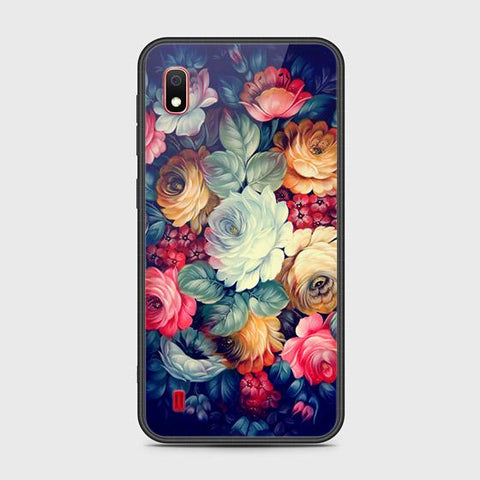 Samsung Galaxy A10 Cover - Floral Series 2 - HQ Ultra Shine Premium Infinity Glass Soft Silicon Borders Case