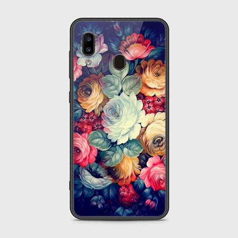 Samsung Galaxy A30 Cover - Floral Series 2 - HQ Ultra Shine Premium Infinity Glass Soft Silicon Borders Case