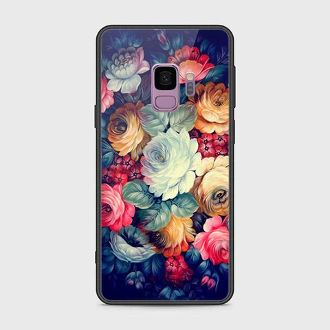 Samsung Galaxy S9 Cover - Floral Series 2 - HQ Ultra Shine Premium Infinity Glass Soft Silicon Borders Case