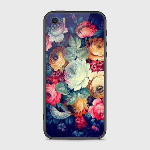 iPhone 5s Cover - Floral Series 2 - HQ Ultra Shine Premium Infinity Glass Soft Silicon Borders Case