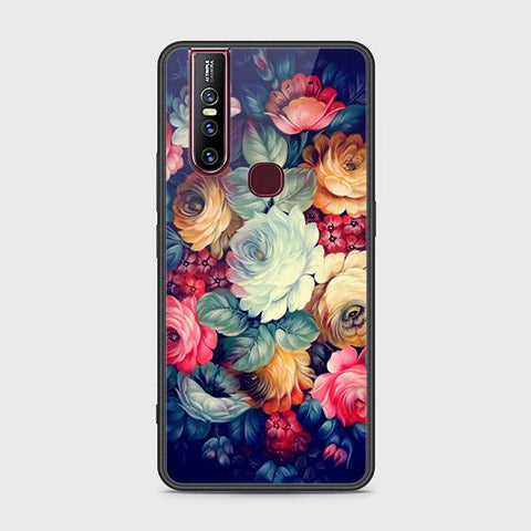 Vivo V15 Cover - Floral Series 2 - HQ Ultra Shine Premium Infinity Glass Soft Silicon Borders Case