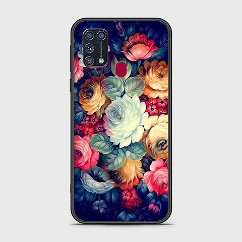 Samsung Galaxy M31 Cover - Floral Series 2 - HQ Ultra Shine Premium Infinity Glass Soft Silicon Borders Case