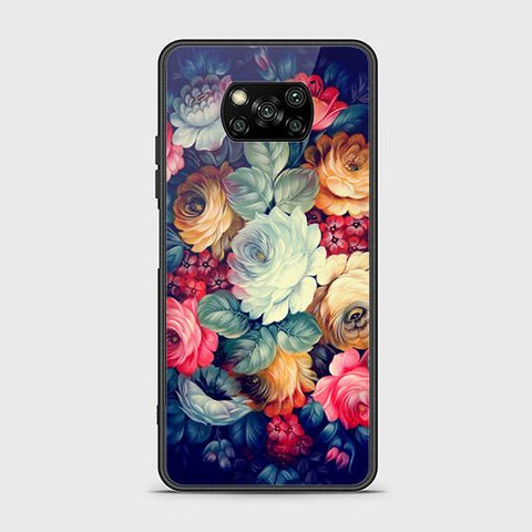 Xiaomi Poco X3 Cover - Floral Series 2 - HQ Ultra Shine Premium Infinity Glass Soft Silicon Borders Case