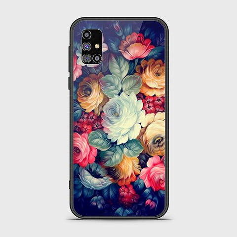 Samsung Galaxy M02s Cover - Floral Series 2 - HQ Ultra Shine Premium Infinity Glass Soft Silicon Borders Case