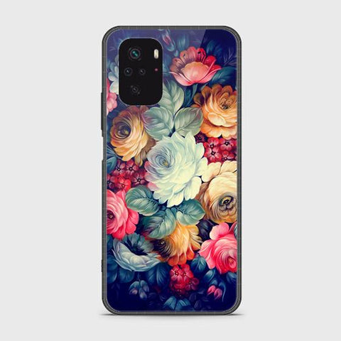 Xiaomi Redmi Note 10S Cover - Floral Series 2 - HQ Ultra Shine Premium Infinity Glass Soft Silicon Borders Case