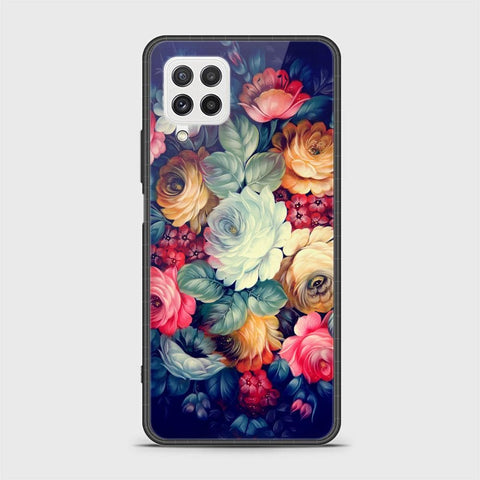 Samsung Galaxy M22 Cover- Floral Series 2 - HQ Ultra Shine Premium Infinity Glass Soft Silicon Borders Case