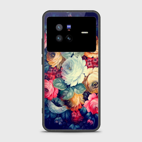 Vivo X80 Cover- Floral Series 2 - HQ Ultra Shine Premium Infinity Glass Soft Silicon Borders Case