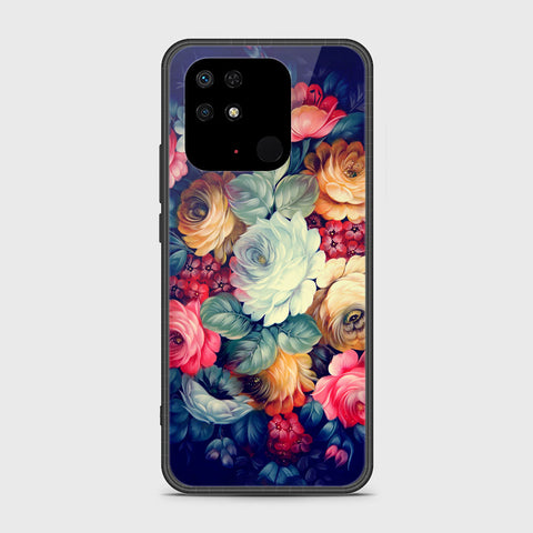 Xiaomi Redmi 10C Cover- Floral Series 2 - HQ Ultra Shine Premium Infinity Glass Soft Silicon Borders Case