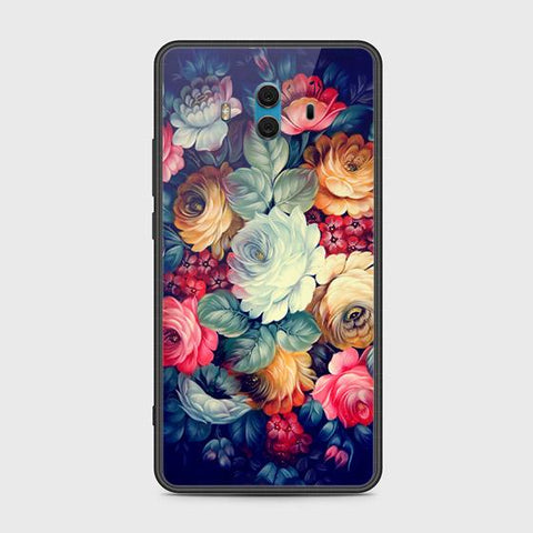 Huawei Mate 10 Cover - Floral Series 2 - HQ Ultra Shine Premium Infinity Glass Soft Silicon Borders Case