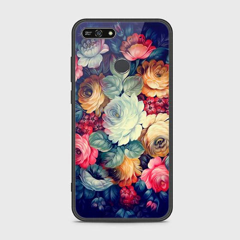 Honor 7A Cover - Floral Series 2 - HQ Ultra Shine Premium Infinity Glass Soft Silicon Borders Case