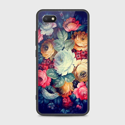 Y5 2018 Cover - Floral Series 2 - HQ Ultra Shine Premium Infinity Glass Soft Silicon Borders Case