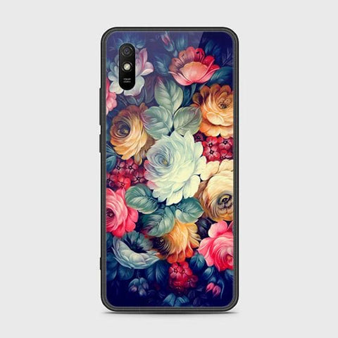 Xiaomi Redmi 9A Cover - Floral Series 2 - HQ Ultra Shine Premium Infinity Glass Soft Silicon Borders Case