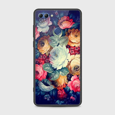 Huawei Y9 2018 Cover - Floral Series 2 - HQ Ultra Shine Premium Infinity Glass Soft Silicon Borders Case