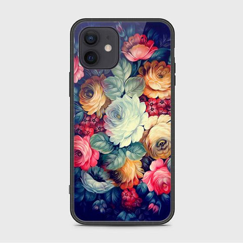 iPhone 12 Cover - Floral Series 2 - HQ Ultra Shine Premium Infinity Glass Soft Silicon Borders Case