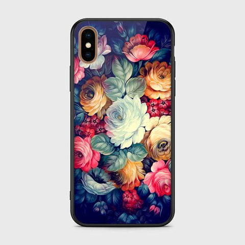 iPhone XS Cover - Floral Series 2 - HQ Ultra Shine Premium Infinity Glass Soft Silicon Borders Case