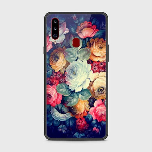 Samsung Galaxy A20s Cover - Floral Series 2 - HQ Ultra Shine Premium Infinity Glass Soft Silicon Borders Case (Fast Delivery)