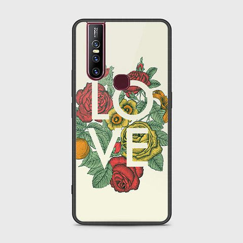 Vivo V15 Cover - Floral Series 2 - HQ Ultra Shine Premium Infinity Glass Soft Silicon Borders Case