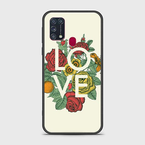 Samsung Galaxy M31 Cover - Floral Series 2 - HQ Ultra Shine Premium Infinity Glass Soft Silicon Borders Case