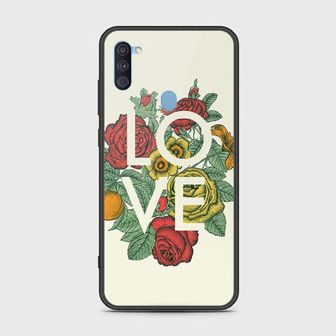 Samsung Galaxy M11 Cover - Floral Series 2 - HQ Ultra Shine Premium Infinity Glass Soft Silicon Borders Case