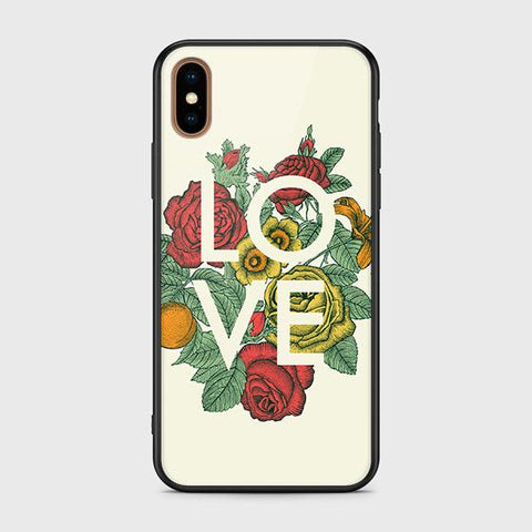 iPhone XS Cover - Floral Series 2 - HQ Ultra Shine Premium Infinity Glass Soft Silicon Borders Case