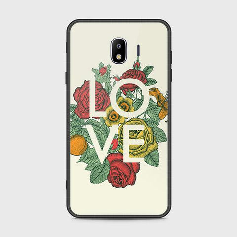 Samsung Galaxy J4 2018 Cover - Floral Series 2 - HQ Ultra Shine Premium Infinity Glass Soft Silicon Borders Case