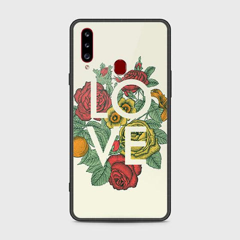 Samsung Galaxy A20s Cover - Floral Series 2 - HQ Ultra Shine Premium Infinity Glass Soft Silicon Borders Case