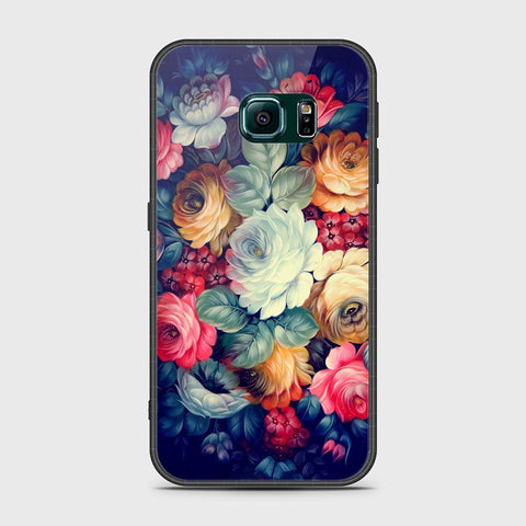 Samsung Galaxy S6 Edge Cover- Floral Series 2 - HQ Ultra Shine Premium Infinity Glass Soft Silicon Borders Case