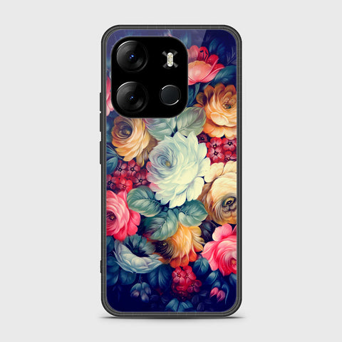 Infinix Smart 7 Cover- Floral Series 2 - HQ Ultra Shine Premium Infinity Glass Soft Silicon Borders Case