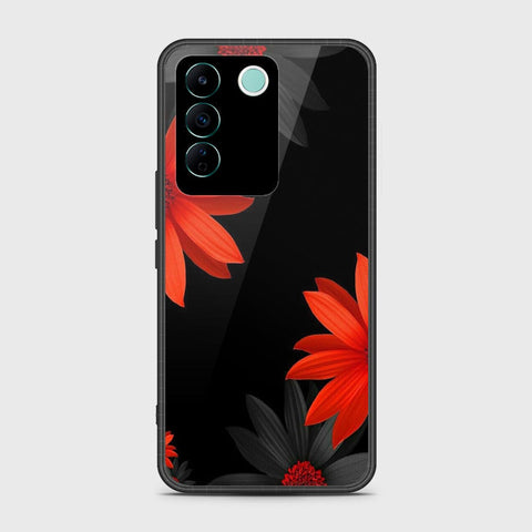 Vivo V27e Cover- Floral Series 2 - HQ Ultra Shine Premium Infinity Glass Soft Silicon Borders Case