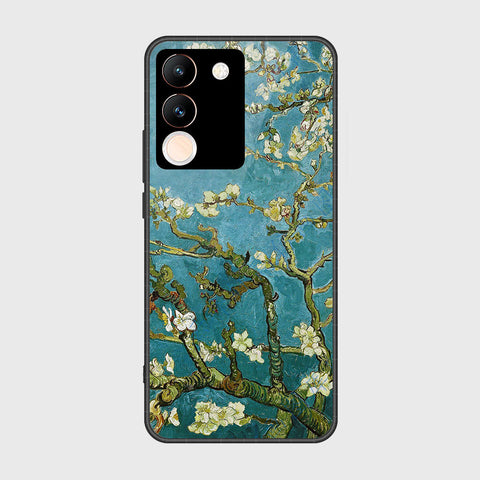 vivo V29e Cover- Floral Series 2 - HQ Ultra Shine Premium Infinity Glass Soft Silicon Borders Case