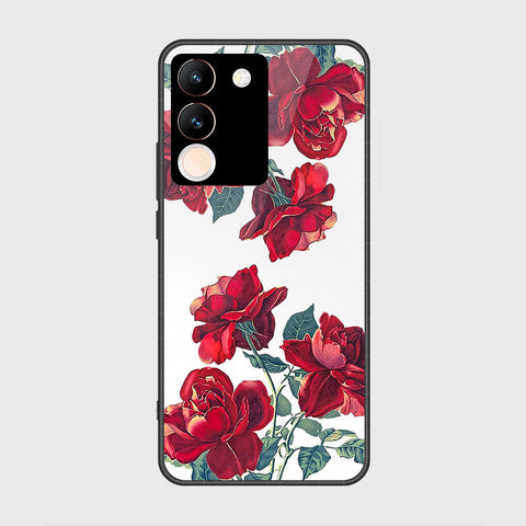 vivo V29e Cover- Floral Series 2 - HQ Ultra Shine Premium Infinity Glass Soft Silicon Borders Case