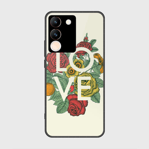 vivo V29e Cover- Floral Series 2 - HQ Ultra Shine Premium Infinity Glass Soft Silicon Borders Case