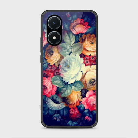 Vivo Y02s Cover- Floral Series 2 - HQ Ultra Shine Premium Infinity Glass Soft Silicon Borders Case