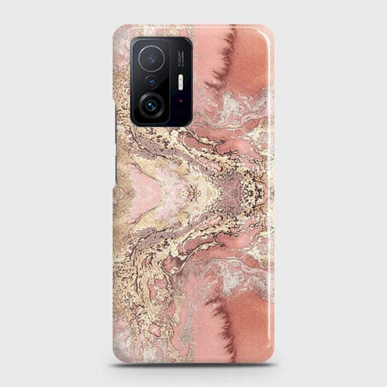 Xiaomi 11T Cover - Trendy Chic Rose Gold Marble Printed Hard Case with Life Time Colors Guarantee B72