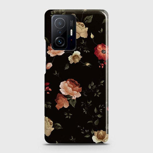 Xiaomi 11T Pro Cover - Matte Finish - Dark Rose Vintage Flowers Printed Hard Case with Life Time Colors Guarantee