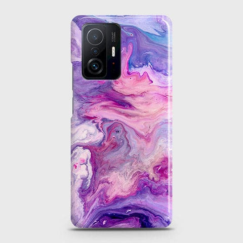 Xiaomi 11T Pro Cover - Chic Blue Liquid Marble Printed Hard Case with Life Time Colors Guarantee