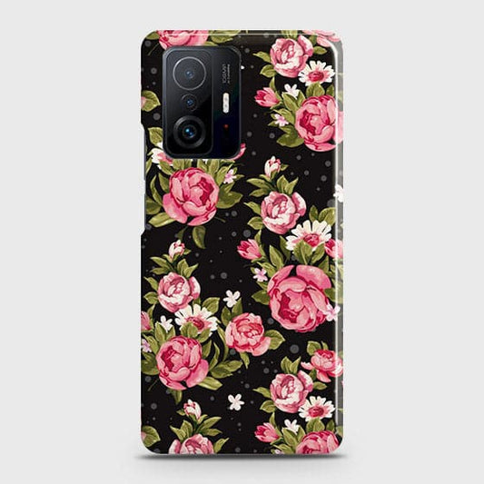 Xiaomi 11T Pro Cover - Trendy Pink Rose Vintage Flowers Printed Hard Case with Life Time Colors Guarantee