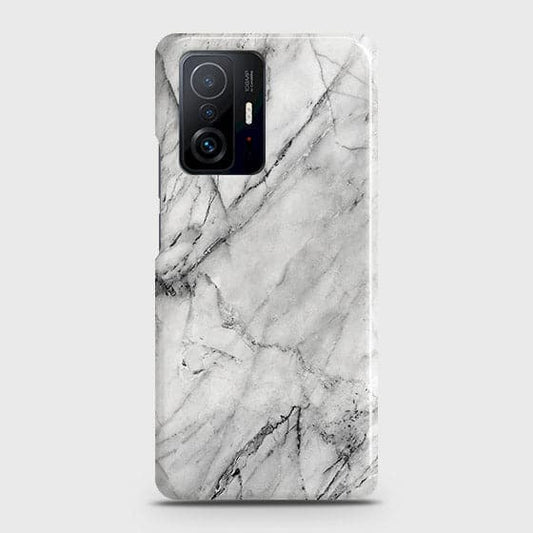 Xiaomi 11T Pro Cover - Matte Finish - Trendy White Marble Printed Hard Case with Life Time Colors Guarantee