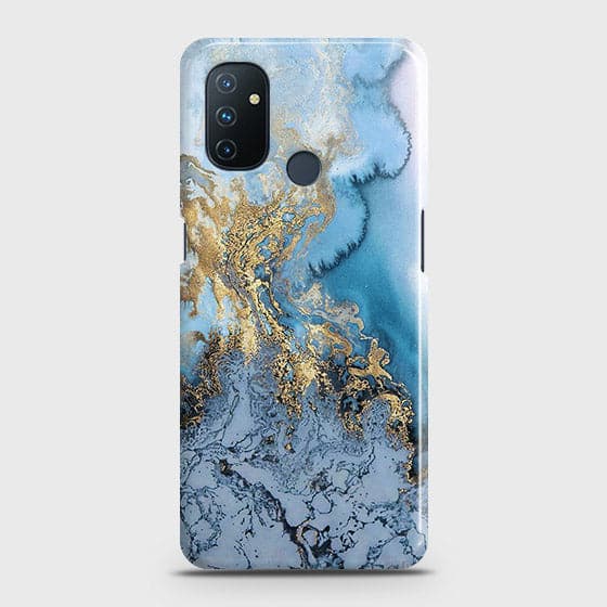 OnePlus Nord N100 Cover - Trendy Golden & Blue Ocean Marble Printed Hard Case with Life Time Colors Guarantee B84