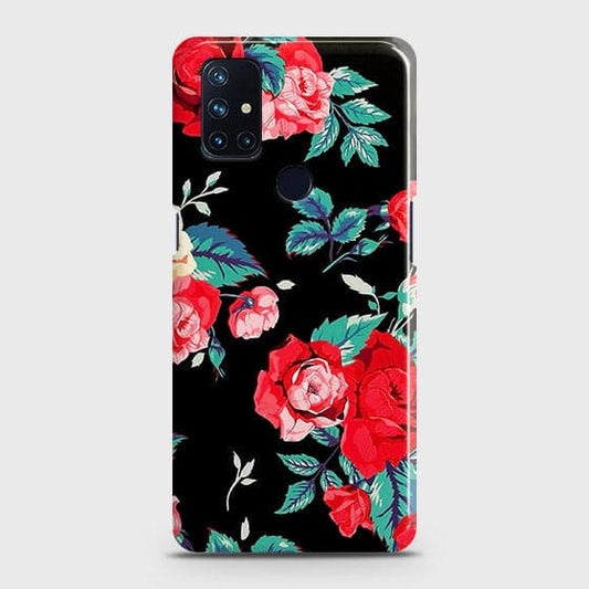 OnePlus Nord N10 5G Cover - Luxury Vintage Red Flowers Printed Hard Case with Life Time Colors Guarantee