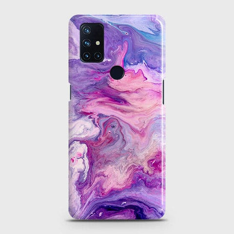 OnePlus Nord N10 5G Cover - Chic Blue Liquid Marble Printed Hard Case with Life Time Colors Guarantee