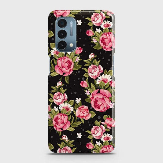 OnePlus Nord N200 5G Cover - Trendy Pink Rose Vintage Flowers Printed Hard Case with Life Time Colors Guarantee