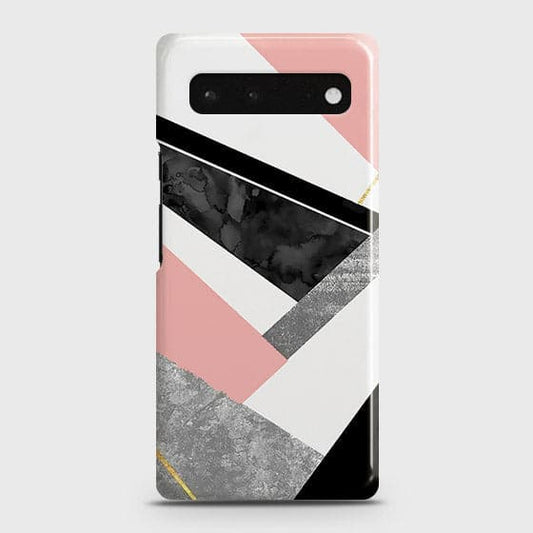 Google Pixel 6 Cover - Matte Finish - Geometric Luxe Marble Trendy Printed Hard Case with Life Time Colors Guarantee (Fast Delivery)