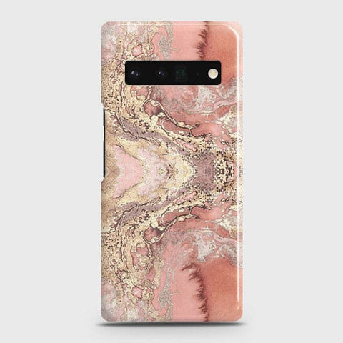 Google Pixel 6 Pro Cover - Trendy Chic Rose Gold Marble Printed Hard Case with Life Time Colors Guarantee B42