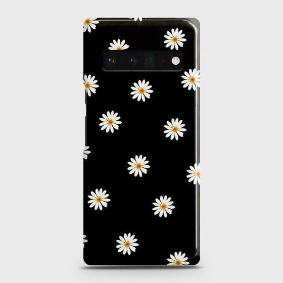 Google Pixel 6 Pro Cover - White Bloom Flowers with Black Background Printed Hard Case with Life Time Colors Guarantee b46