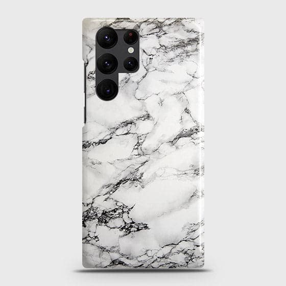 Samsung Galaxy S22 Ultra 5G Cover - Matte Finish - Trendy White Floor Marble Printed Hard Case with Life Time Colors Guarantee