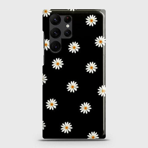 Samsung Galaxy S22 Ultra 5G Cover - White Bloom Flowers with Black Background Printed Hard Case with Life Time Colors Guarantee