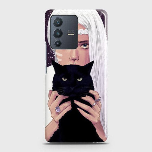 Vivo V23 5G Cover - Trendy Wild Black Cat Printed Hard Case with Life Time Colors Guarantee ( Fast Delivery )