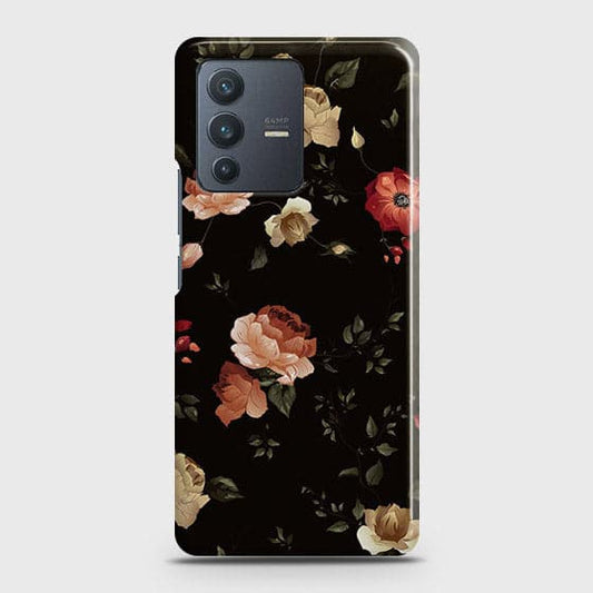 Vivo V23 5G Cover - Matte Finish - Dark Rose Vintage Flowers Printed Hard Case with Life Time Colors Guarantee