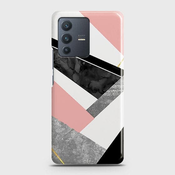 Vivo V23 5G Cover - Matte Finish - Geometric Luxe Marble Trendy Printed Hard Case with Life Time Colors Guarantee